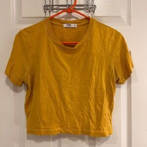 Cotton On The Baby Tee Mustard Yellow Short Sleeve Crop Top Womens Medium
